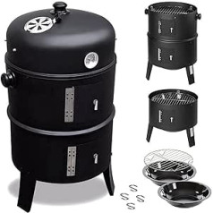 „MaxxGarden“ anglių kepsninė su dangčiu – Virdulio kepsninė ir kepsninė su anglimis – Grilis su anglimis – 100 x 35 x 97 cm – BBQ Camping Grilis + Priedai – Juoda