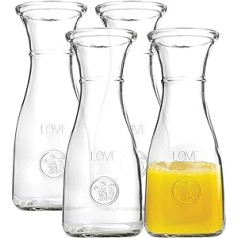 Kitchen Lux karafes krūzes glāze - iepakojums pa 4 - mīlestības dzēriens, sula, stikla ūdens krūze un ūdens karafe - elegants vīna karafes un mimozas tāfeles komplekts - viegli satverams kakls un plaša mute liešanai by Kitchen Lux