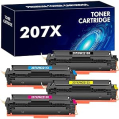 207X 207A Suderinamas su HP 207X 207A Color Laserjet Pro MFP M283fdw Toner M255dw M282nw M283fdn M255nw W2210X W2211X W2212X W2213X Multipack - Black Pack, 4 Magenta