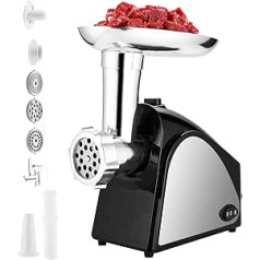 COOCHEER Electric Meat Grinder 2000W Sausage Machine and Meat Grinder with 3 Grinding Plates, Stainless Steel, Black