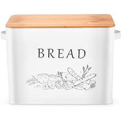 Хлебница Herogo, металлическая хлебница с деревянной крышкой для разделочной доски для хлеба, очень большая подставка для хлеба на 2 буханки, 