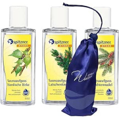 Spitzner Sauna Infusion miško kvapas – pasivaikščiojimas miške: eglės adata, kalnų pušis, šiaurinis beržas (3 x 190 ml) su nemokamu Spitzner asortimento pavyzdžiu, taip pat dovanoti