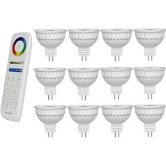 LIGHTEU®, 12 x 4 W 12 V GU5.3 MR16 RGB + CCT LED prožektoru krāsas maiņa un CCT WW CW temperatūras regulēšanas oriģinālā Mi-Light spuldze ar 8 zonu tālvadības pulti (12 x FUT104 + FUT089)