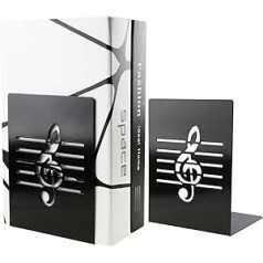 Ein Paar Schwarz Fashion Creative Music Note massivem Metall Buchständer Buchstützen für Kinder Music Lover Home Office Dekoration