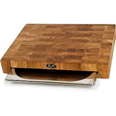 B4K® 40х30х6 Kitchen Board Made of Oak End Wood | End Grain Wood Board with Handles and Silicone Feet | Antibacterial End Grain Board | End Wood Board | Kitchen Board | Chopping Board | Wooden Cutting