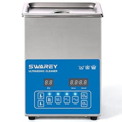 Swarey 2,5 l ultragarsinis valymo įrenginys, 40 KHz, 100 W valymo prietaisai, ultragarsinis valiklis, laikmatis ir dantų protezų šildymas, papuošalai, laikrodžiai, karoliai, akiniai, pramoniniai priedai