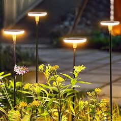 Ainostone saules gaismekļi āra dārzam Pack of 4 LED saules gaismekļi silti balti 1000 mAh saules dārza gaismas, kas šūpojas vējā Īpaši spilgtas 34 lūmenu automātiskās ieslēgšanas/izslēgšanas IP65 ūdensizturīgs gultas ziediem iekšpagal