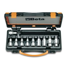Beta 920PE/C10 – Sechskant-Steckschlüsselsatz, Stecknuss Set (10 teilig, im praktischen tragbaren Koffer, enthält Schlüsselweiten von 4-19 mm, robuste Fertigung), Silber