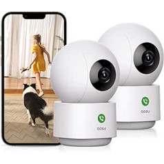 AOSU 2K novērošanas kamera iekštelpu WiFi kamera, kustības noteikšana, nakts redzamība līdz 10 m, 3MP izšķirtspēja, IP kamera ar 5G/2,4 GHz WiFi, divvirzienu audio, 360° kamera mazuļiem/mājdzīvniekiem, savietojams ar Alexa