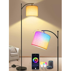 KingMile grīdas lampa viesistabas grīdas lampa ar regulējamu regulēšanu — WiFi RGBCW LED grīdas lampa ar Alexa Google Home, auduma nokrāsas lasīšanas lampas lietojumprogrammas vadības krāsas maiņa 9 W E27 moderna stūra lampa viesistabai