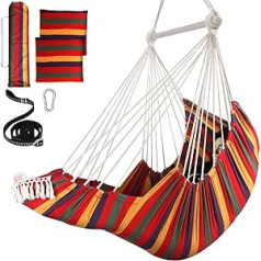 Chihee Hanging Chair, Hanging Swing, 2 Cushions Included, Durable Spreader Bar, Hanging Chair Made of Cotton Fabric, Side Pocket, Large Tassel Chair Set, Footrest Support, Lower Leg, Foot, Comfortable