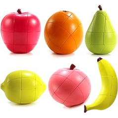 Tropibed 3D Fruit Magic Cube rinkinys, Speed Cube 2 × 3 × 3 bananų kubelių rinkinys 3 × 3 obuolių kubelių persikų kubelių kriaušės kubelių apelsinų kubelių ir citrinos kubelių galvosūkių kubelių kolekcija vaikams 6 pakuotės