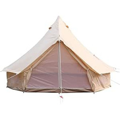 BuoQua 3-6 m Bell Tent Outdoor Glamping Canvas Tent Cotton Teepee Tent for Camping Waterproof for Family Camping Outdoor Hunting for All Seasons