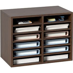 VEVOR vēstuļu paliktnis 12 nodalījumu organizators izgatavots no MDF, dokumentu paliktnis Vintage Brown 520 x 305 x 410 mm, glabāšanas nodalījumi, darbvirsmas failu turētājs Dokumentu glabāšanas dokumentu turētājs mājām, birojam,