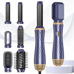 Hot Air Brush 6 in 1 Airstyler komplekts veidošanas otas, matu veidotāja apaļa birste matu žāvētājs siltā gaisa birste ar automātisko lokšķēres gludekli, piešķir matiem apjomu, iztaisno, loko un izžāvē matus