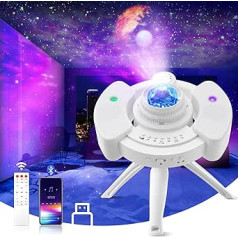 LED zvaigžņoto debesu projektors, 4-in-1 Planet Galaxy Star projektors, Starry Sky projektors ar 360° rotāciju, Bluetooth skaļrunis, tālvadības pults bērniem, pieaugušajiem, ballīte, dzimšanas diena, guļamistaba, mājas kinozāle