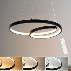 ZMH piekarināmā ēdamgalda piekaramā lampa LED: 40 cm melna piekaramā lampa, regulējama piekaramā apgaismojuma dizaina ēdamistabas lampa Moderna ēdamistabas galda lampa ar tālvadības piekaramo lampu viesistabai