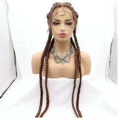 Serenewig Dabiskā Ombre Blond 4 x Twist Double Dutch Braids Parūkas Sintētiskās mežģīņu priekšējās parūkas sievietēm 1B/30 Jauktās blondās kukurūzas pīnes ar bērnu matiem Long 4 x Braids Parūka