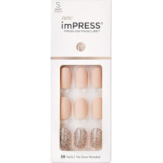 Impress KISS imPRESS Press-on Manicure Evanesce Short Length Square with PureFit Technology - Includes Prep Pad, Mini File, Cuticle Stick and 30 False Nails