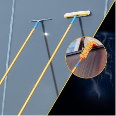 2.4-12 m Telescopic Rods Household Brush Window Wiper, Door Head and Exterior Wall High Rise Cleaning Products, Glass Cleaning Tools, Photovoltaic Panel Cleaning, 10M