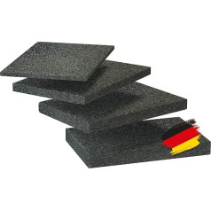 BAUHELD® Terasų trinkelės 90 x 60 x 3 mm [pakuotė 70] Aukštos kokybės statybinis apsauginis kilimėlis iš gumos granulių [pagamintas Vokietijoje] kaip paklotas terasinėms plytelėms, WPC terasinėms grindlentėms, stiltams