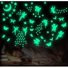 Yosemy Sienas uzlīmes Gaismas uzlīmes Gaismas uzlīmes Fairy Butterfly Luminous Stars 9 gab Sienas tetovējums Fluorescējošās sienas uzlīmes 580 gab Gaismas uzlīmes bērnu istabai Dekoratīvās uzlīmes Zaļš