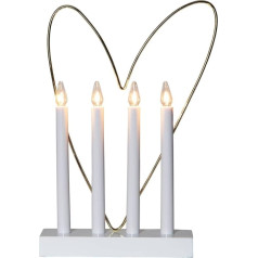 EGLO LED Ziemassvētku gaismas arka ar 4 spuldzītēm, balta loga gaisma ar dekoratīvu misiņa sirdi, sveces arka ar kabeli, E10, silti balta krāsā