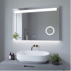 Vannas istabas spogulis ar apgaismojumu un Bluetooth skaļruni 100 x 70 cm LED sienas spogulis Vannas istabas spogulis Cool White 6400 K Kosmētikas spogulis Grima spogulis Touch Switch Dimmable for Wall Switch Anti-Fog