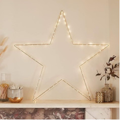 Lights4fun 80 Micro LED Osby Star Gold 60 cm ar akumulatoru un taimeri Gaismas zvaigznes Bērnu istaba