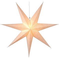 Eglo Ziemassvētku zvaigzne iekštelpām, dekoratīvā zvaigzne ar apgaismotu papīru iekarināšanai, loga gaismas zvaigzne baltā krāsā, 3D adventes zvaigzne ar kabeli, E14