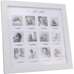 Baby Photo Frame, Mans pirmais gads Foto Moments, jaundzimušo foto rāmis, izturīgs un izturīgs un pulēta 12 mēnešu attēlu rāmis, Mēneša Picture Frame mazuļa izaugsmei Ieraksts Baby Keepsake