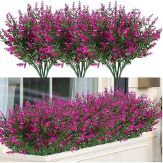 12 Bundles Artificial Flowers Outdoor, Artificial Flowers UV-Resistant Shrubs Plants for Hanging Planter Home Wedding Porch Window Garden Decor (Fuchsia)