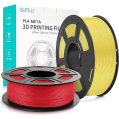 SUNLU Meta PLA filaments 1,75 mm, glīti uztīts PLA Meta filaments, izturīgs, labāk šķidrs, ātra drukāšana 3D printeriem, izmēru precizitāte +/- 0,02 mm, 2 kg, sarkans + dzeltens