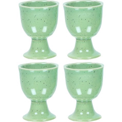 Olu kausu komplekts Mīksti vārītas keramikas olu turētājs Keramikas dāvanu komplekts 4 (zaļš matēts)