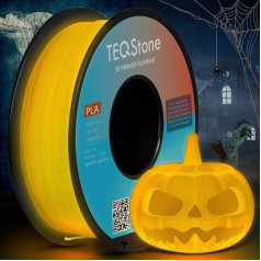 TEQStone PLA filaments 1,75 mm spīd tumsā ar gaismas efektu 3D printeriem vakuuma iepakojumā 1 kg spole (dzeltens)