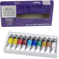 Winsor & Newton 1590269 Artisan Water-Mixable Oil Paint - Oil Paint Set, High Pigment Concentration, Good Coverage & Light Fastness - Oil Paint Set 10 x 21 ml Tubes