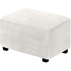 Cutefly Ottoman Slipcover Stretch Stool Cover Taisnstūra Velvet Stool Cover Ottoman Square Cover Stool Cover Ivory, L: garums 68-106cm, platums 50-76cm