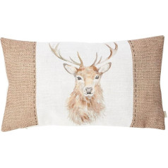 Evans Lichfield Hessian Stag Cushion Cover Poliesters Lins Balta 30x50cm