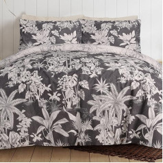 Sleepdown Tropical Monkey Black Natural Reversible Segas pārklājs ar spilvena pārvalku Soft Easy Care Gultas veļa vienvietīga (135x200cm)