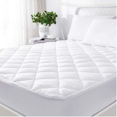 100% Cotton Extra Deep Quilted Mattress Protector 40cm Hotel Quality Absorbent Breathable and Machine Washable Anti-Allergic Low Noise (Double)