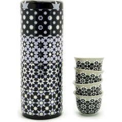 IMAGES D'ORIENT Dāvanu komplekts 2 in 1 metāla kārbās ar 4 x 60 ml porcelāna espresso tasītēm Mocha Cups ar Vidusjūras dizainu