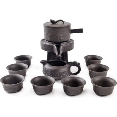 Chinese Gongfu Tea Set Automatic Stone Mill Pot Cups Gift for Tea Ceremony Party Home Office Decor