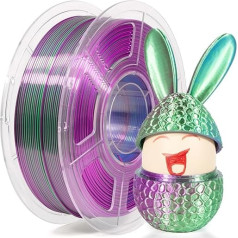 iSANMATE Silk Filament 1,75 mm PLA, Silk Triple Colour Rainbow PLA, Silk PLA Filament 3D printeru filaments 1 kg spole Dimensiju precizitāte / - 0,02 mm, zils, zaļš, violets, zaļš, oranžs