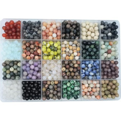 1200 gabalu dabiskā apaļā akmens pērlītes vaļējas pērlītes cauruma izmērs 1 mm gludas pērlītes aproces kaklarota auskari auskari rotaslietu izgatavošanas kastīte iepakojumā (24 materiāli, 2,6 mm)