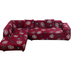 Jian Ya Na L-Shape Stretch Sofa Covers Poliesters Spandekss audums Slipcovers 2gab Poliesters auduma Stretch Slipcovers + 2 gab spilvenu pārvalki dīvānam Sekciju dīvāns Sarkans zieds