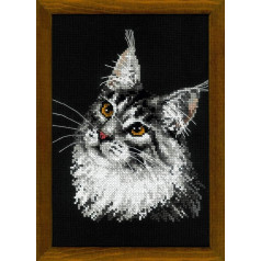 Riolis Maine Coon izšūšanas komplekts krustdūrienam 1599 Kokvilna, 21 x 30 x 0,1 cm