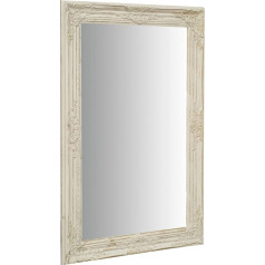 BISCOTTINI INTERNATIONAL ART TRADING Sienas spogulis vannas istabai un guļamistabai 62 x 92 x 5 cm | Sienas spogulis ar āķīšiem | White Mirror