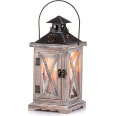 Sziqiqiqi laterna sveču turētājs Vintage laterna koka metāla dekoratīvā laterna turētājs āra rustic kāzu centrālā daļa Hanging Lantern lauku mājas iekštelpu āra laterna dekors 28 cm