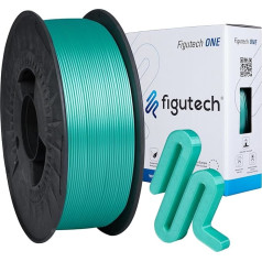 PLA filaments, 1,75 mm, 1 kg, Crystal Jade, figutech ONE 3D filaments, precizitāte +/- 0,02 mm, PLA optimizēts 3D printeriem, augsta saķere un izturība, uzlabota plūstamība.