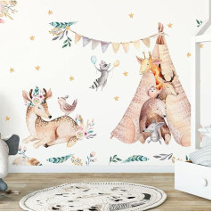 Bērnu sienas uzlīme - bērnu istabas dekori - bērnu sienas uzlīme - Bukoļu meža dzīvnieku sienas uzlīme - milzu dzīvnieku sienas uzlīme - H 135 x W 12